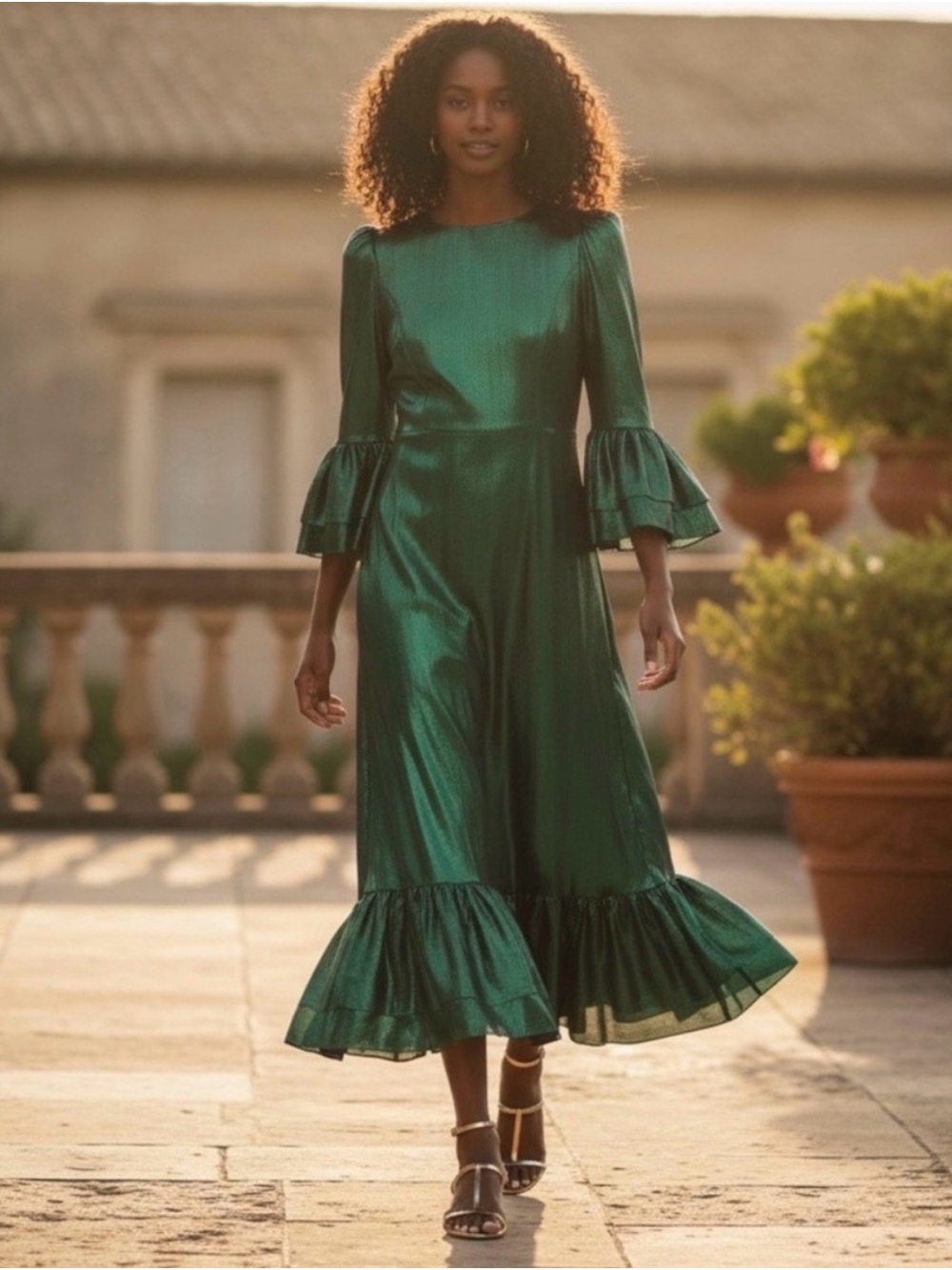 Pomander Place Tuckernut Emerald Green Midi Dress XL Brand New - Picture 4 of 12